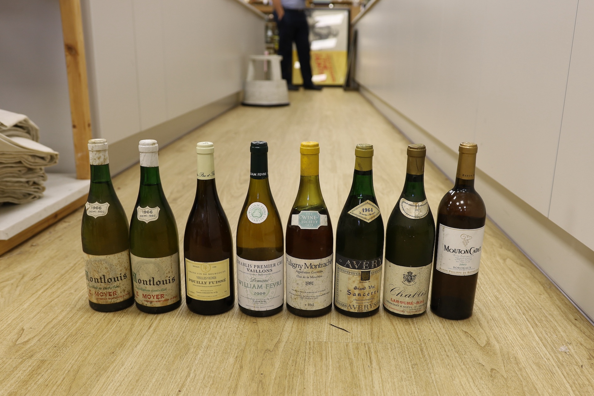 Six bottles of mixed wine to include Bordeaux, Sancerre, Chablis, Puissé, dates vary 1961-2003